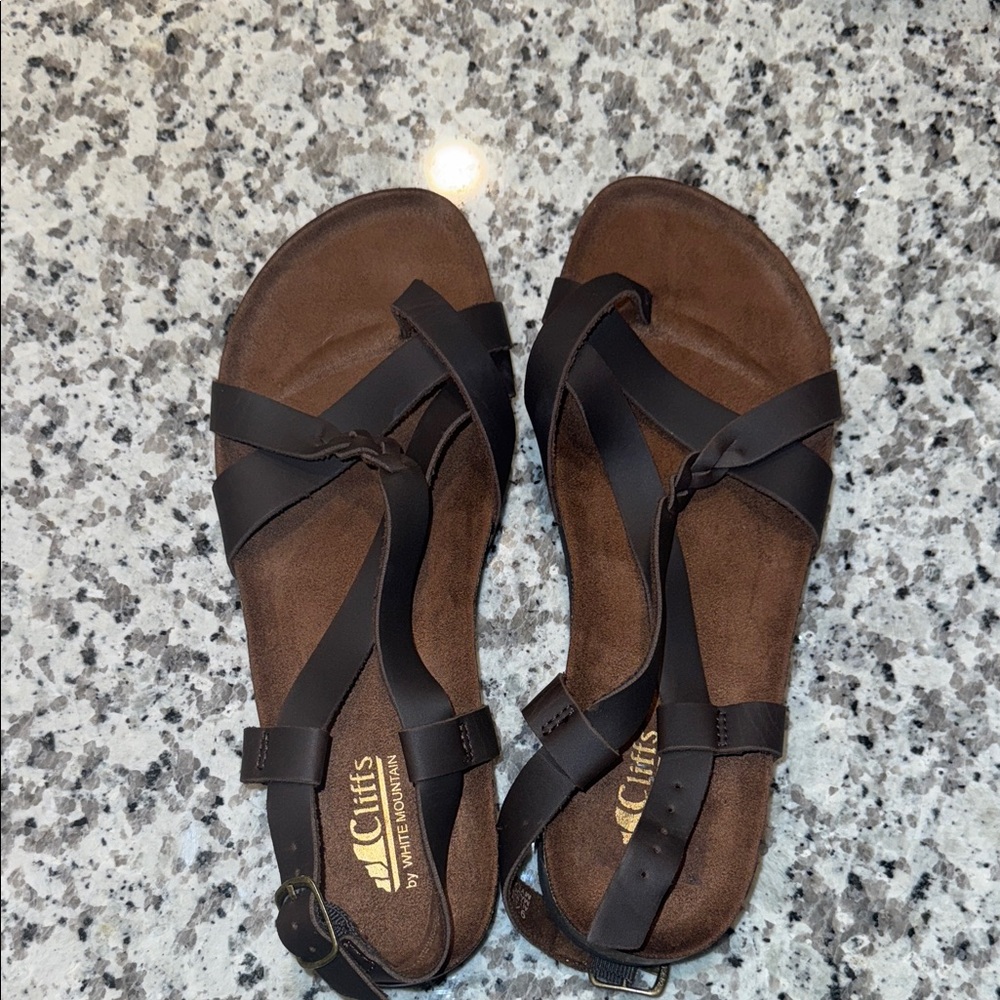 Cliffs by WHITE MOUNTAIN Brown Strappy Leather Sandals